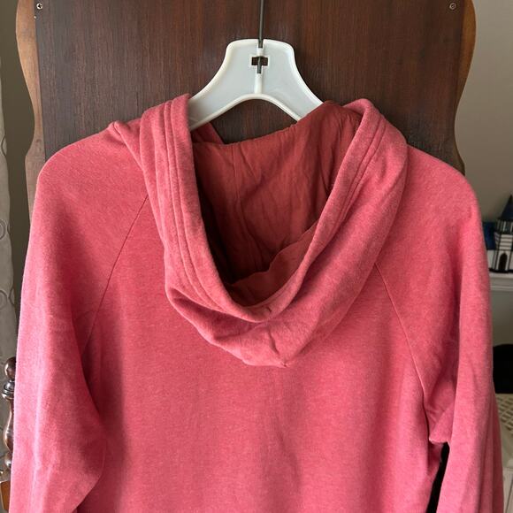 Under Armour Hoodie Womens Medium Red Heather Loose Coldgear Fleece Patch Logo - Picture 8 of 9